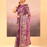Classic Purple Tissue Embroidered Saree