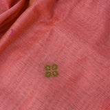 Salmon Pink Woven Floral Butti Linen Silk Banarasi Saree With Patola Geometric Pallu