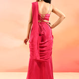 Blush Pink Embroidery Drape Saree