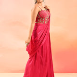 Blush Pink Embroidery Drape Saree