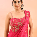 Blush Pink Embroidery Drape Saree