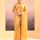 Golden Yellow Embroidered Tissue Saree