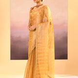 Golden Yellow Embroidered Tissue Saree
