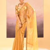 Golden Yellow Embroidered Tissue Saree