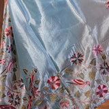 Aqua Blue Floral Tissue Silk Saree