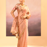 Pastel Beige Embroidered Tissue Saree