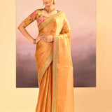Jewel Gold Embroidered Metallic Tissue Saree