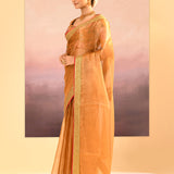 Jewel Gold Embroidered Metallic Tissue Saree