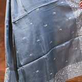 Bright Blue Floral Embroidered Silk Blend Saree