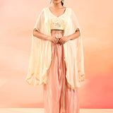 Soft Blush Floral Embroidered Organza Peplum Set