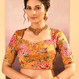 Jewel Gold Embroidered Metallic Tissue Saree