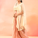 Soft Blush Floral Embroidered Organza Peplum Set