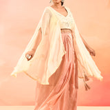 Soft Blush Floral Embroidered Organza Peplum Set