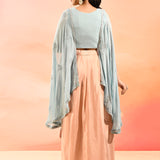 Sky Blue Organza Peplum Set
