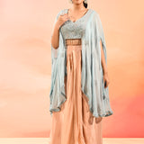 Sky Blue Organza Peplum Set