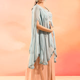 Sky Blue Organza Peplum Set