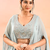 Sky Blue Organza Peplum Set