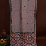 Mauve Woven Floral Butti Linen Silk Banarasi Saree With Patola Geometric Pallu