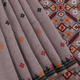Mauve Woven Floral Butti Linen Silk Banarasi Saree With Patola Geometric Pallu