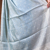 Electric Blue Floral Silk Blend Saree