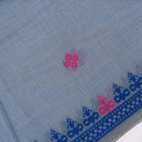 Grey Blue Woven Floral Butti Linen Silk Banarasi Saree With Patola Geometric Pallu
