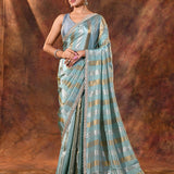 Mint Green Silk Blend Embroidered Saree