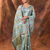 Mint Green Silk Blend Embroidered Saree