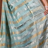Mint Green Silk Blend Embroidered Saree