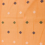 Peach Woven Floral Butti Linen Silk Banarasi Saree With Patola Geometric Pallu