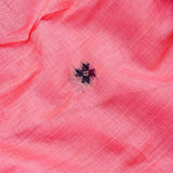 Peach Pink Banarasi Linen Saree With Patan Patola Weave Pallu & Gold Zari Border