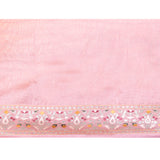 Pearl Pink Floral Embroidered Tissue Silk Saree
