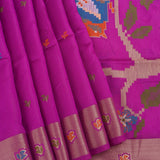 Pink Banarasi Silk Saree With Shikargah Weave Pallu & Gold Zari Border