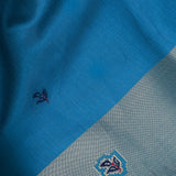Turquoise Blue Silver Zari Bird Motif Silk Saree With Woven Pallu