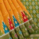 Vibrant Mango Yellow Banarasi Saree With Purple & Pink Meenakari Floral Border