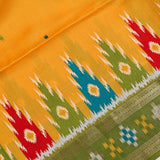 Vibrant Mango Yellow Banarasi Saree With Purple & Pink Meenakari Floral Border