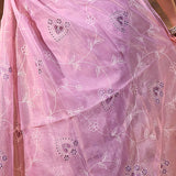 Soft Pink Floral Tissue Organza Saree