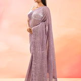 Lavander Net Saree With Sequined Scalloped Border