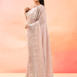 Soft Peach Embroidered Sequin Net Saree