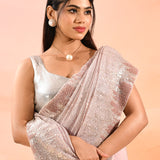 Soft Peach Embroidered Sequin Net Saree