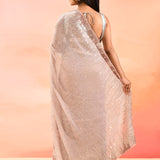 Soft Peach Embroidered Sequin Net Saree