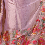 Light Mauve Floral Embroidered Tissue Silk Saree