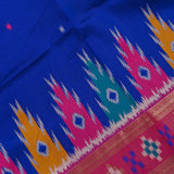 Royal Blue & Pink Banarasi Silk Saree With Patan Patola Double Ikat Weave & Gold Zari Border