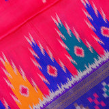 Pink & Blue Banarasi Silk Saree With Patan Patola Double Ikat Weave