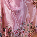 Pastel Soft Purple Floral Tissue Silk Saree