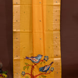 Yellow Banarasi Silk Saree With Shikargah Weave Pallu & Gold Zari Border
