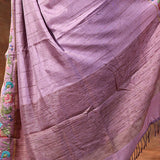 Lavender Purple Embroidered Tussar Saree