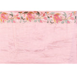 Pastel Purple Floral Embroidered Tissue Silk Saree