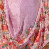 Pastel Purple Floral Embroidered Tissue Silk Saree