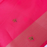 Hot Pink Banarasi Silk Saree With Shikargah Weave Pallu & Copper Zari Border