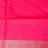 Hot Pink Banarasi Silk Saree With Shikargah Weave Pallu & Copper Zari Border